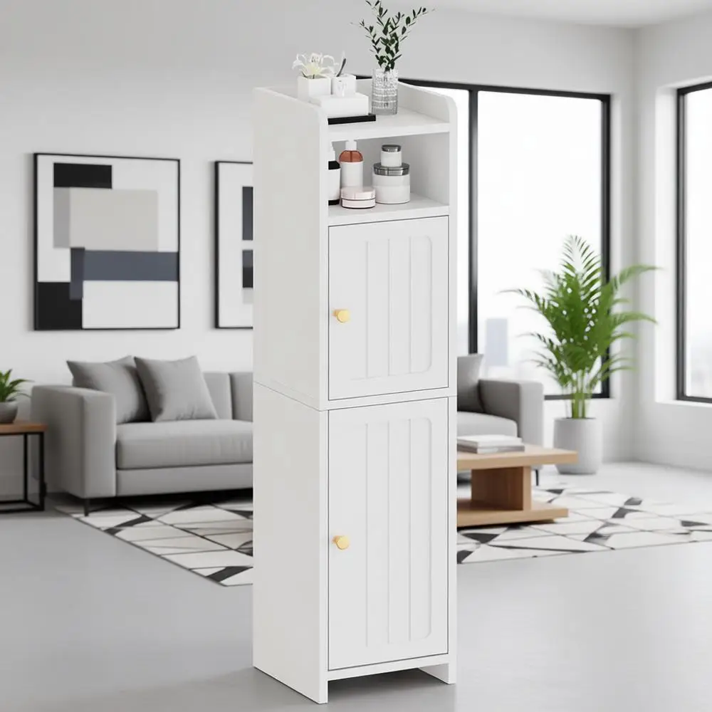 

Компактный шкаф для хранения в ванной комнате с регулируемыми полками, 2 двери, 7,9 глубинка x 7,9 ширина x 31,5 высота, идеально подходит для небольших помещений, белый