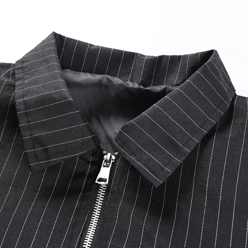 Lightweight Business Striped Lapel Jacket Men Zip Up Fashion Workwear Coat Man Slim Fit Daily Wear Spring Autumn Male Outerwear