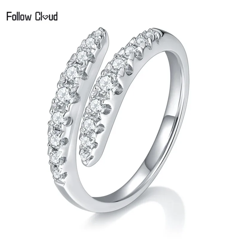 Follow Cloud 0.45 Carat Moissanite Wedding Diamond Band Women Rings 925 Sterling Silver Jewelry Wedding Moissanite Ring Jewelry