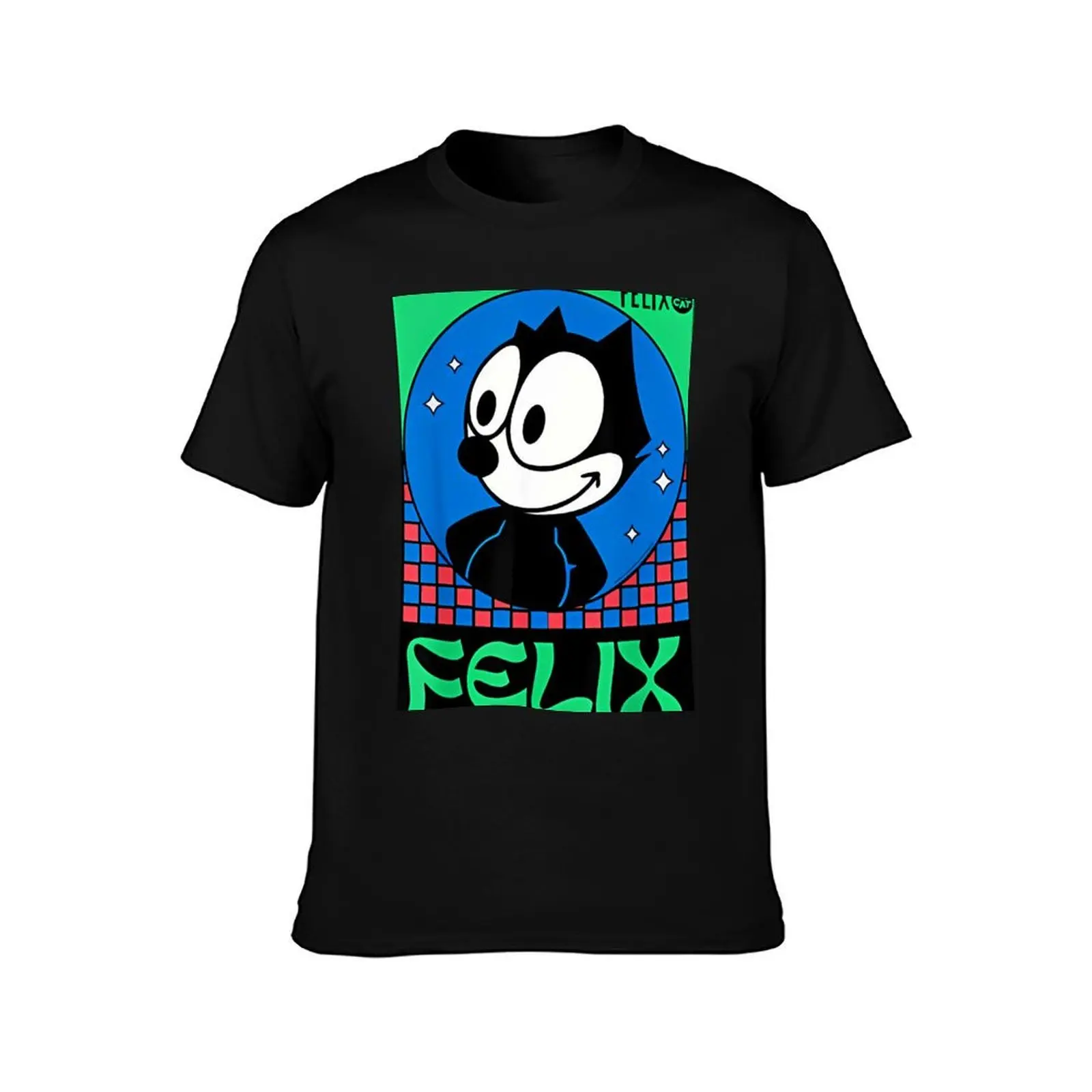 Felix The Cat Checkered T-Shirt Casual Light Summer Short Sleeve Top T-Shirt