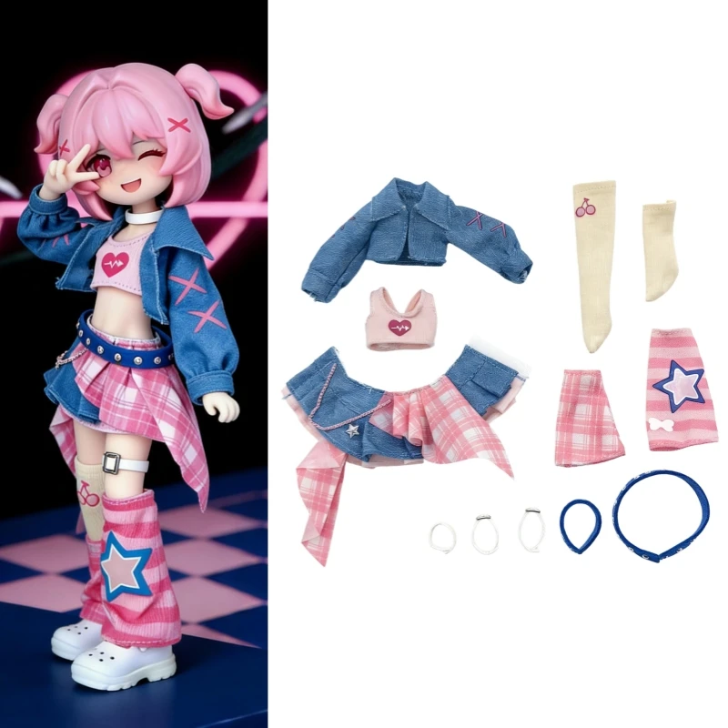 

Комплект одежды для куклы BJD 1/12: милое пальто, юбка, жилет, гетры, пояс, наряд для тела BJD 1/12 Escape.