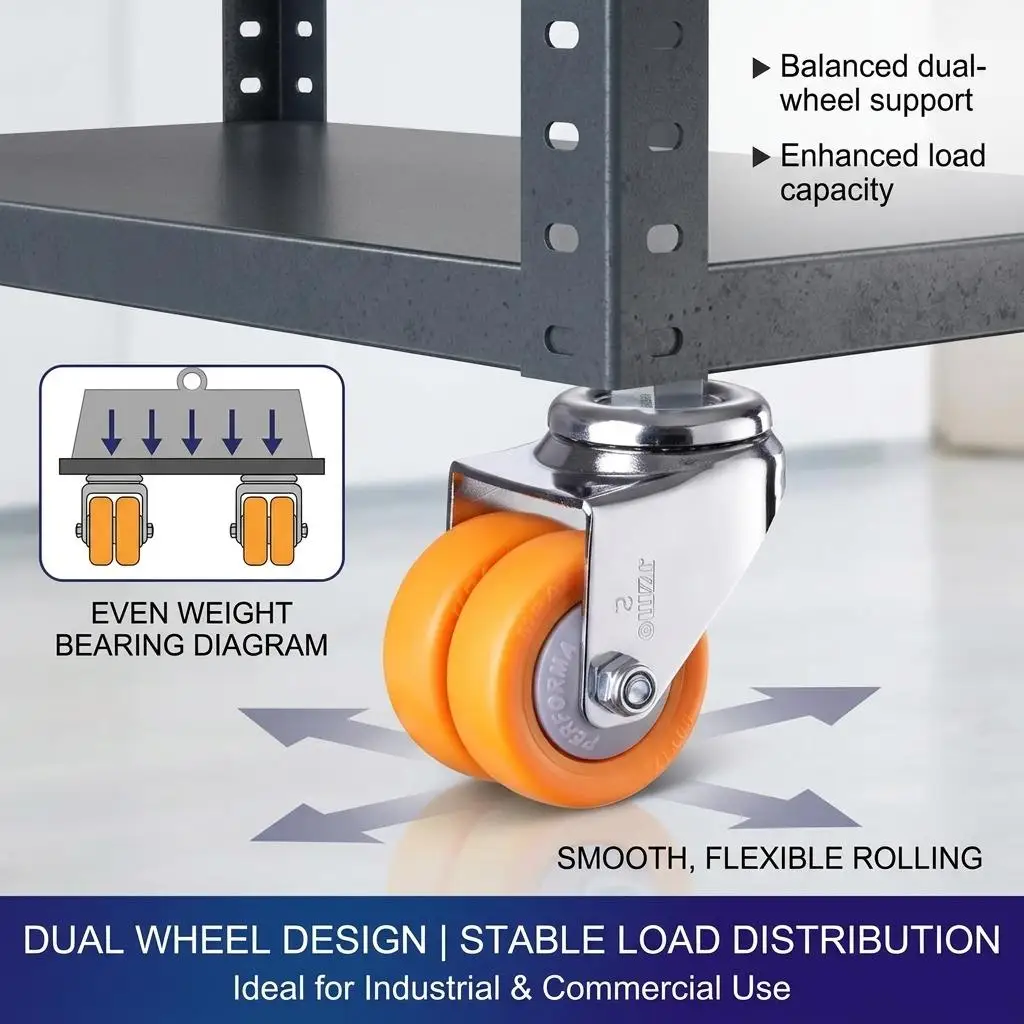 4 Pcs Heavy Duty 2 Inch Dual-Row Caster Wheels with Lead Screw Universal/Brake M12/M10x25mm for Oven Racks And Mobile Shelves