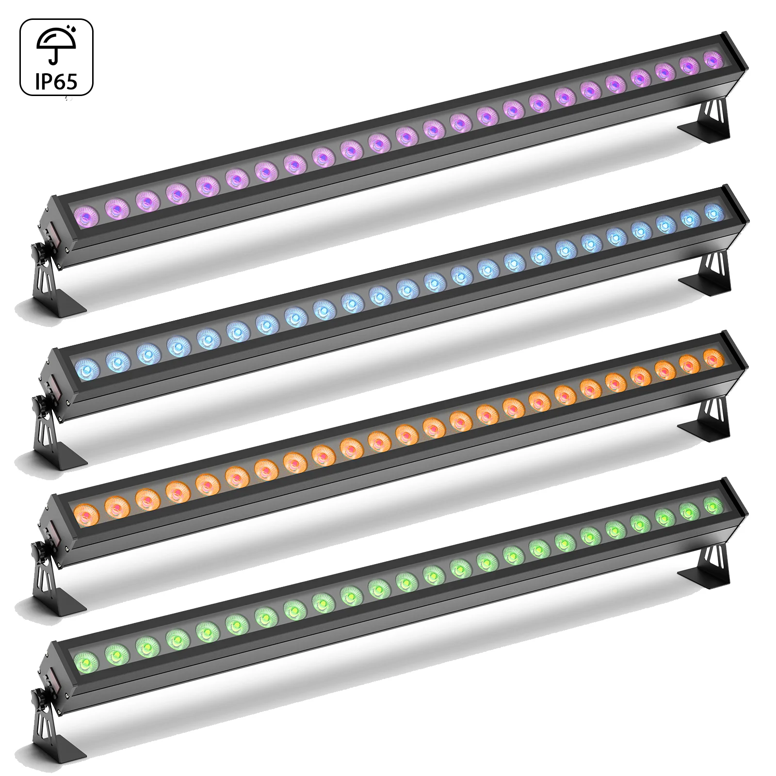 Yiflamefly 1/2/4 Stück 100W Wasserdichte Wandfluter-Lichtleiste 24-RGB-LEDs Bühnenbeleuchtung Stroboskop-DJ-Lichter mit Lineardimmung für Outdoor-Gebäude, Hochzeiten und Shows