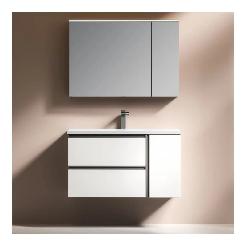 Stylish Design Modern Stainless Steel Bathroom Cabinet Waterproof Dresser with Storage Drawer Mirror Cabinet