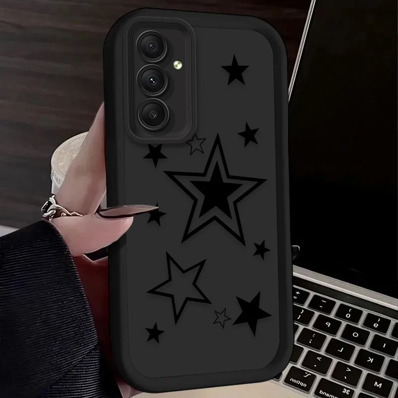 Black White Star Silicone Case for Samsung Galaxy A35 A55 A15 A25 A16 A06 A05 A05S A24 A13 A23 A12 A22 A32 A52 A71 A51 4G Funda - náhled 6