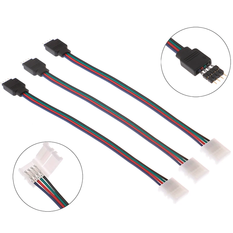 Cabo conector RGB para LED Strip Light, fio de extensão, PVC, 4 pinos, 16cm, 5050