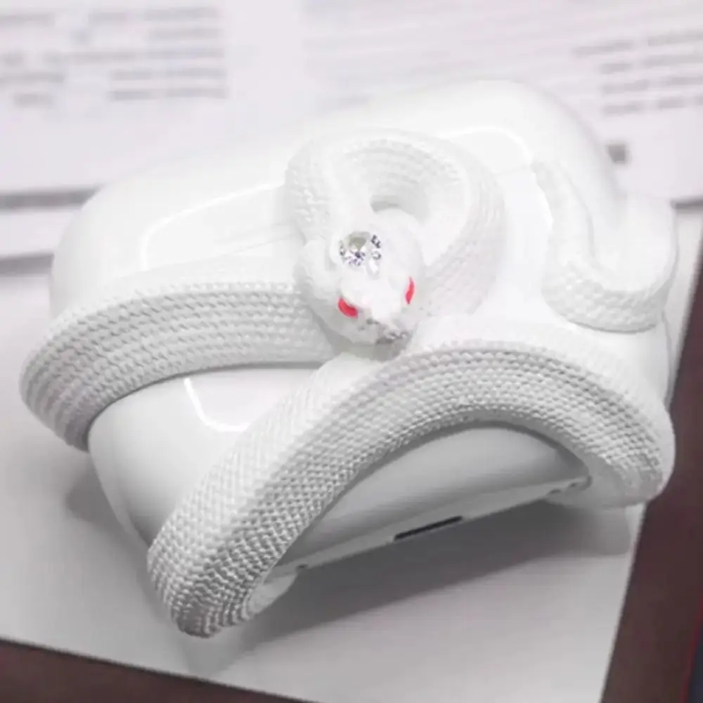 와인딩 스네이크 수지 이어폰 보호 케이스 AirPods Pro/Pro 1 2 3 4 용 3D 스네이크 장식 이어폰 커버