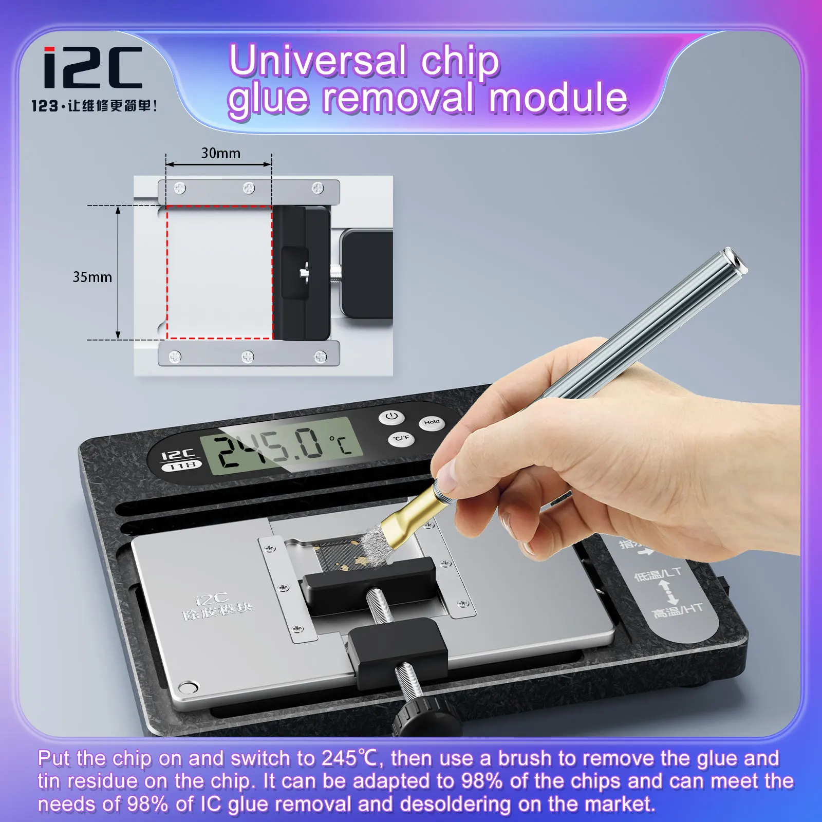 i2C T18 Intelligent Desoldering Station for iPhone X-15PM Logic Board Preheating Separating Platform IC Chip Degumming Repair