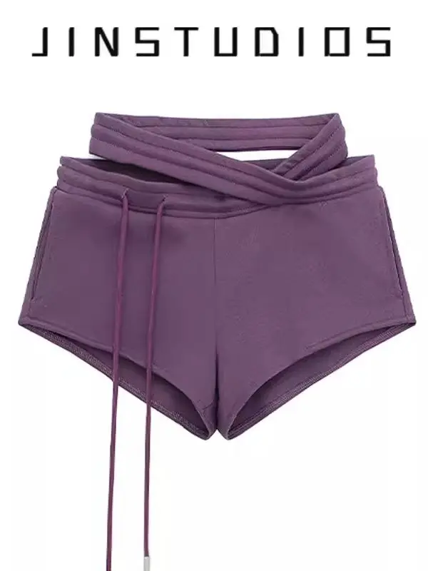 

Spor Cross Waist Dstring Hot Pants Women's Slimming ort orts High Waist Korean Sle Summer Casual Color