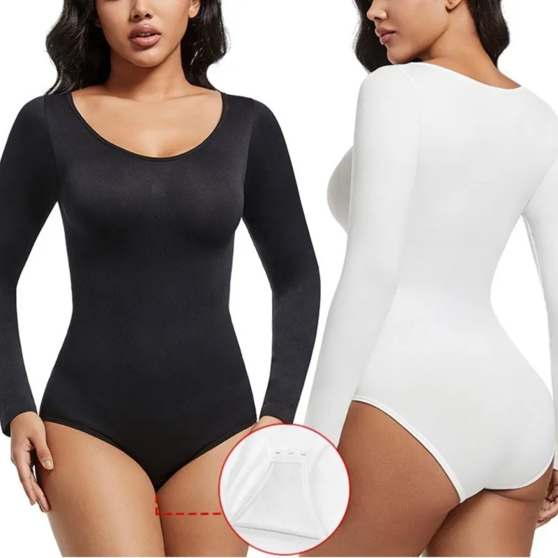 

Женское бесшовное нижнее белье с длинными рукавами, цельное боди с открытой промежностью, тренажер для талии, формирователь тела, корректирующее белье с плоским животом