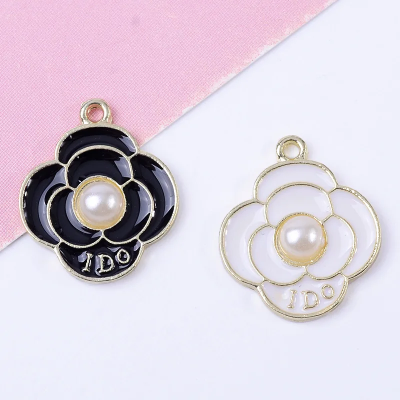 

100Pc set antique dripping oil pearl flower alloy material pendant DIY handmade earrings earrings pendant wholesale