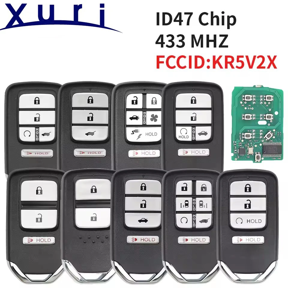 Xuri KR5V2X ID47 Chip 433MHz Car Remote Contro Key Fob For Honda Clarity Vezel City Civic Jazz Accord Pilot Ridgeline Odyssey