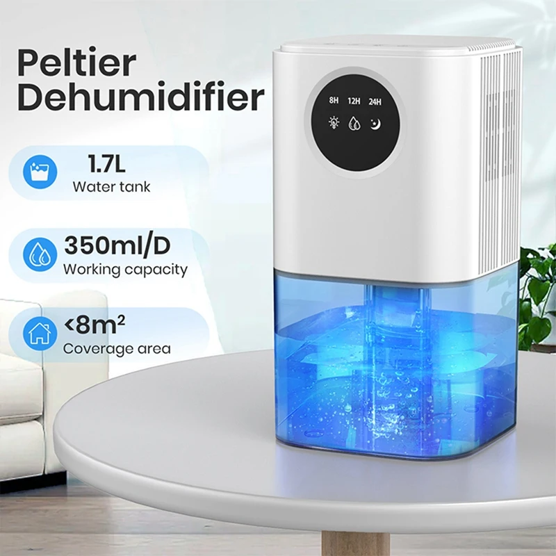 

Smart Dehumidifier Home Portable 1.7L Large Capacity Suitable For Bathroom Basement With Timing & Color Lights