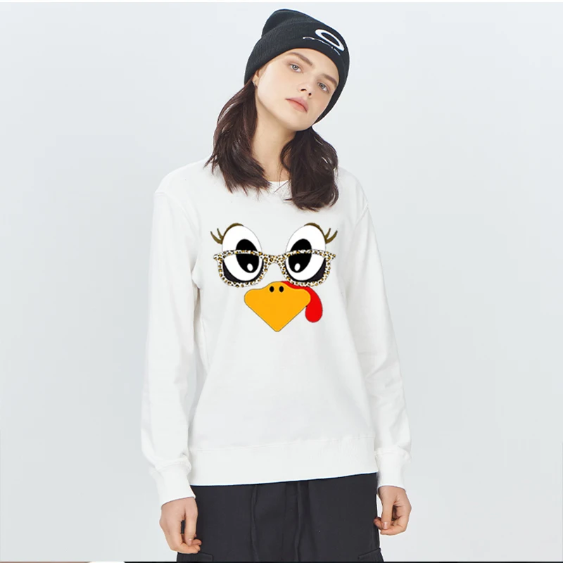 سويت شيرت نسائي بغطاء للرأس بنمط تركيا لعيد الشكر المضحك، مناسب للتجمعات العطلات غير الرسمية في الخريف والشتاء. #4