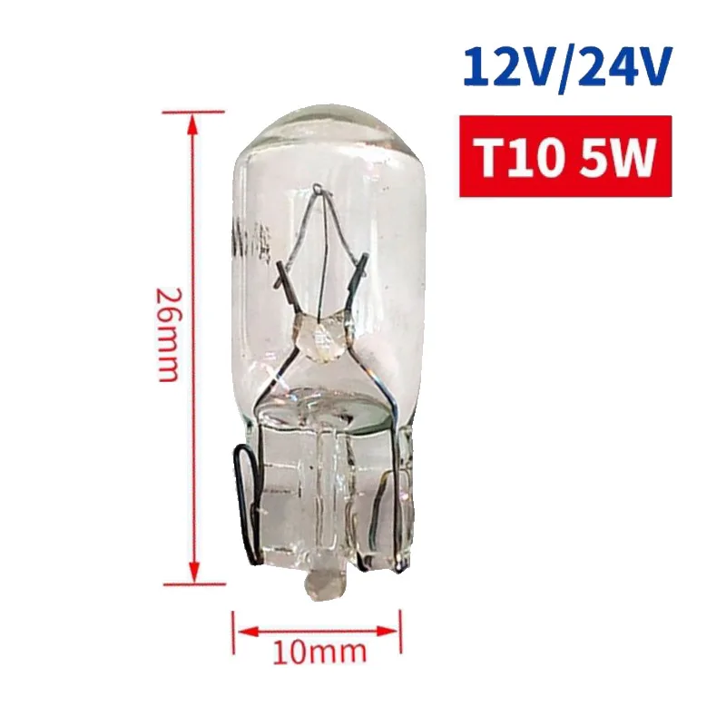 10Pcs T10 W5W 12V 24V ฮาโลเจนหลอดไฟสำหรับอ่านประตูด้านข้าง