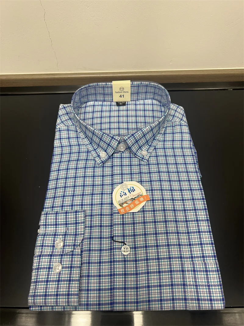 

Non-Saints Men's Long Sleeve Shirt Casual Checkered Non-Iron Spring New Style Fashionable Urban Cotton Polyester Blend Shirt