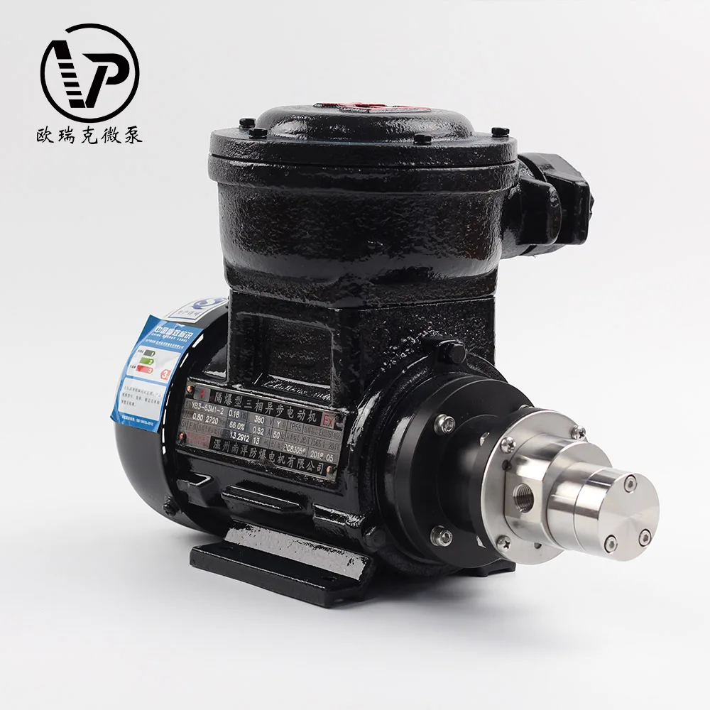 Standard AC 380V flow rate 800 ~ 4500ml / min 180W 10 bar water pump/chemical magnetic pump with explosion-proof motor