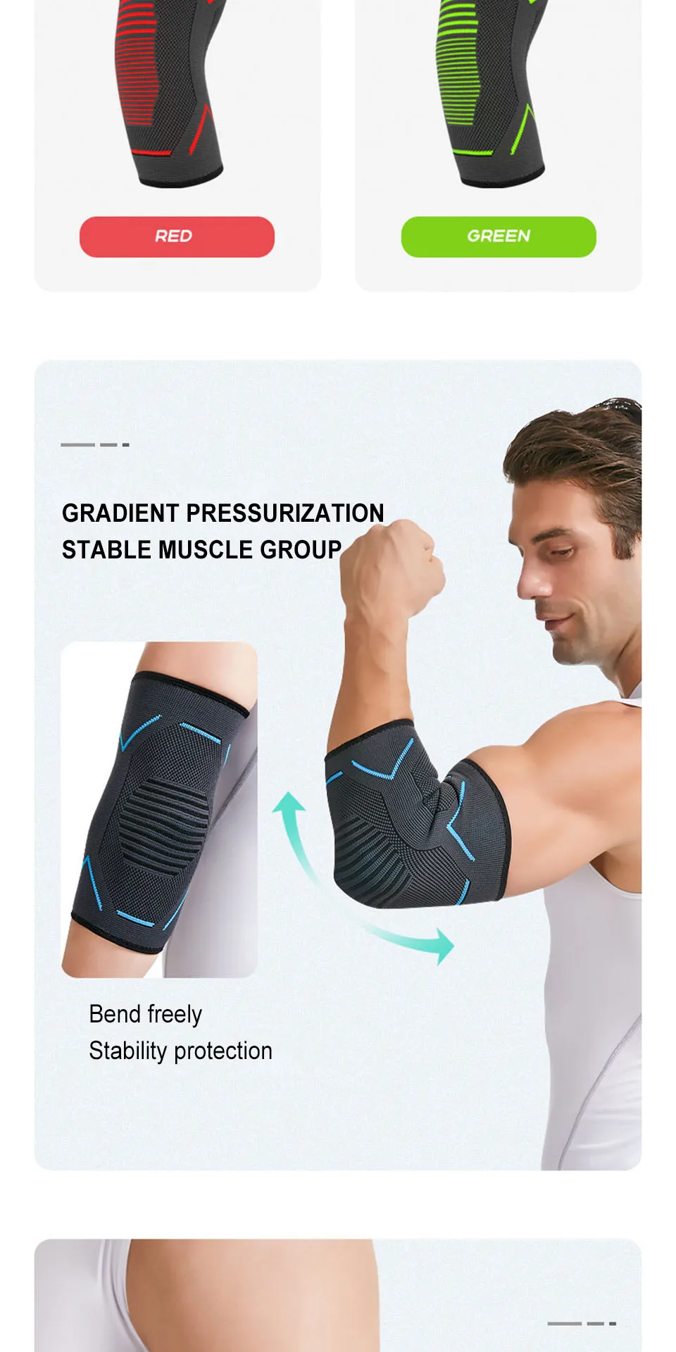 AOLIKES Ellenbogenbandage, Kompressionsmanschette, Armstützhülsen, Unterarm-Schmerzlinderungspads, Hosenträger für Sehnenentzündung, Tennis und Golfer, Ellenbogen – Detail 5