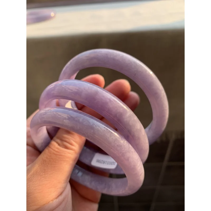 Myanmar Jade Ice Glutinous Mine Timber Kinds of Violet Pink Eggplant Blue Deep Purple Full Color Flat Bar Tire Female Bracelet J