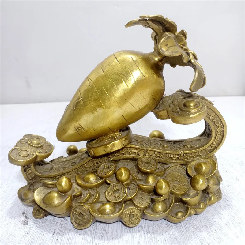 Brass Colorful Head Decoration Copper Ruyi Big Radish Money Ingot Copper Ware Copper Carving Crafts