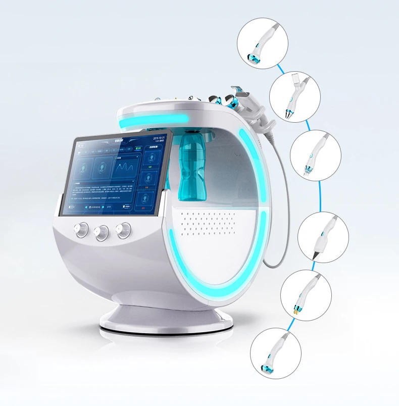 

2024 Portable Smart Ice Blue 7 In 1 Facial Oyxgen Machine Magic Mirror Skin Analyzer Facial Cleaning Face Care Hydrodermabrasion