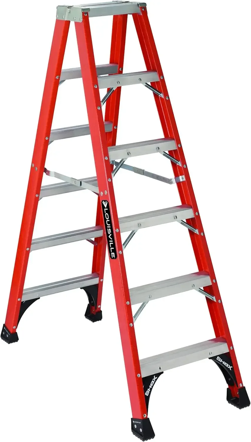 Ladder 6-Foot Fiberglass Twin Front Step Ladder, 375-Pound Load Capacity, Type IAA, FM1406HD