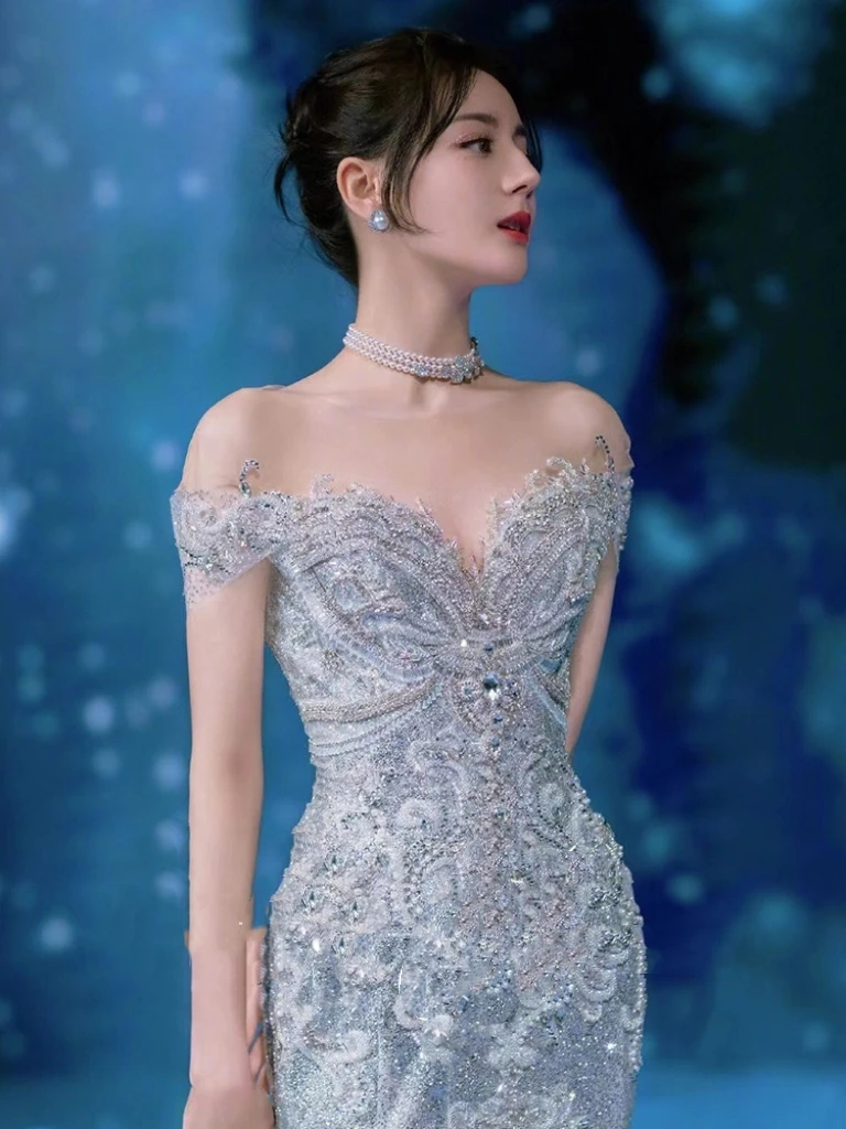 Senior Luxury Wedding Dress Off Shoulder Beading Embroidery Sequins Mermaid Applique Floor Length Bride Engagement Toast Gowns