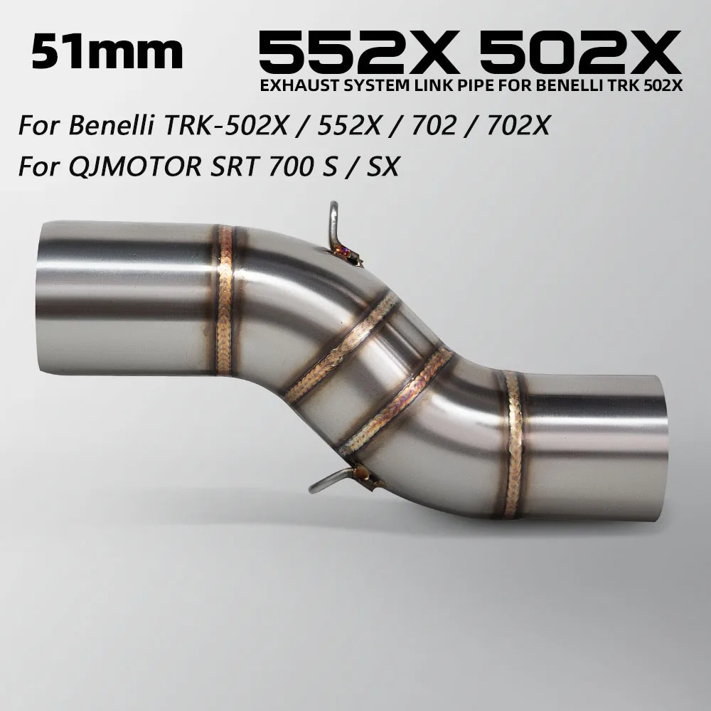 TRK502X Exhaust Pipe For Benelli TRK552X TRK702 TRK702X TRK-502X/552X/702/702X For QJMOTOR SRT 700 S/SX Motorcycle 51MM Mid Tube