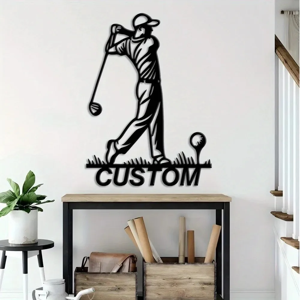 Customizable Golf Athlete Silhouette Metal Wall Hanging Multi-use Decor Door Yard Living Room Party Ornament