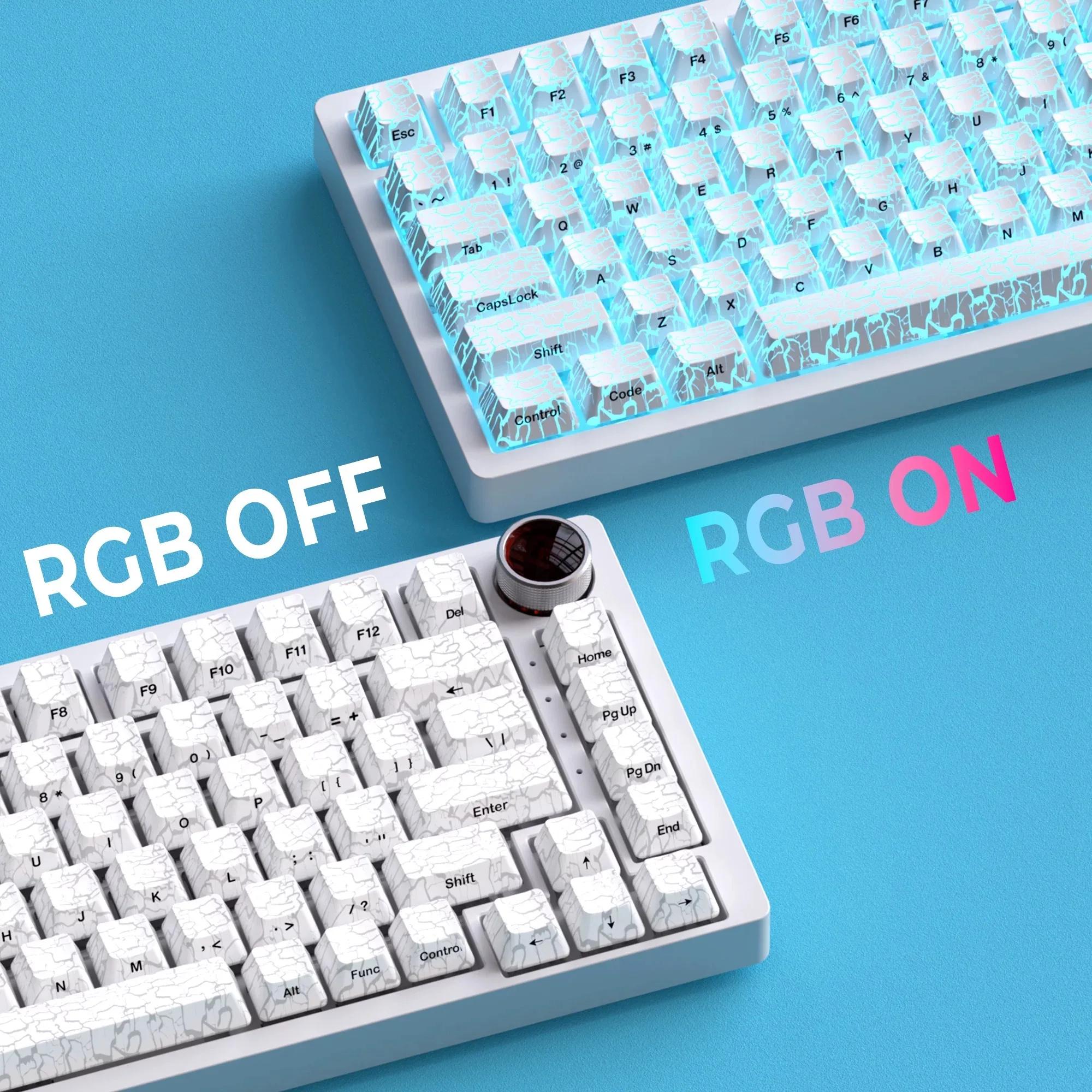 XVX "Ice Crack 2,0" keycap seleccionado proceso IMD patrón de grabado lateral translúcido keycap personalidad wooting