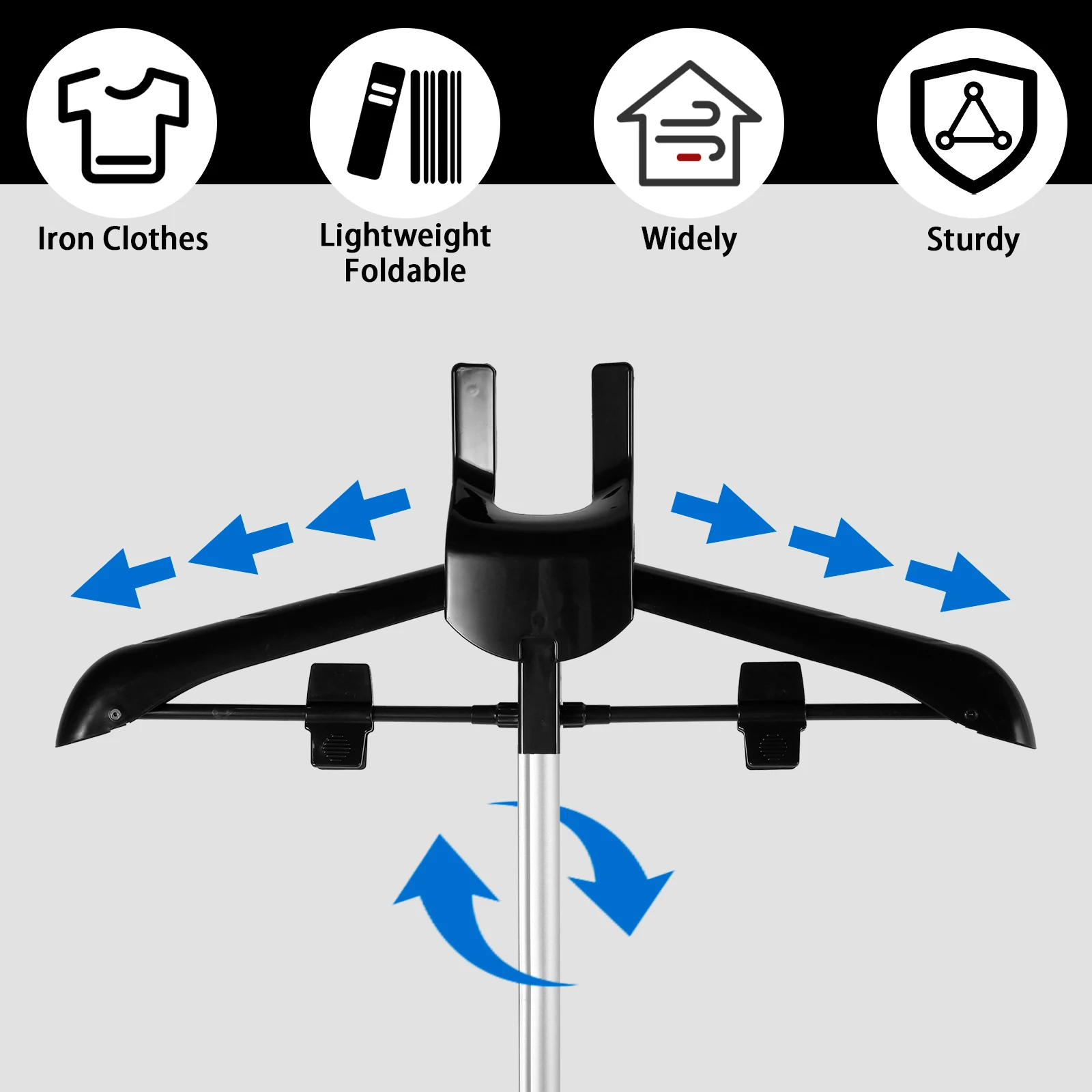 Portable Steamer Hanger Stand Set 360° Rotatable Garment Steamer Stand 33-63Inch Adjustable Height Clothes Steamer Standing Rack