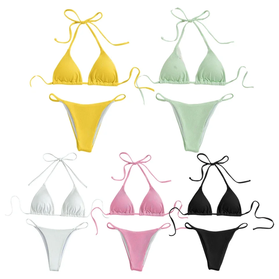 

Women Thong Bikini Set Lace Up Bikini Swimsuit Women's New Sexy Beach Bikini Swimsuit Swimwear Sexy Bikini Underwear