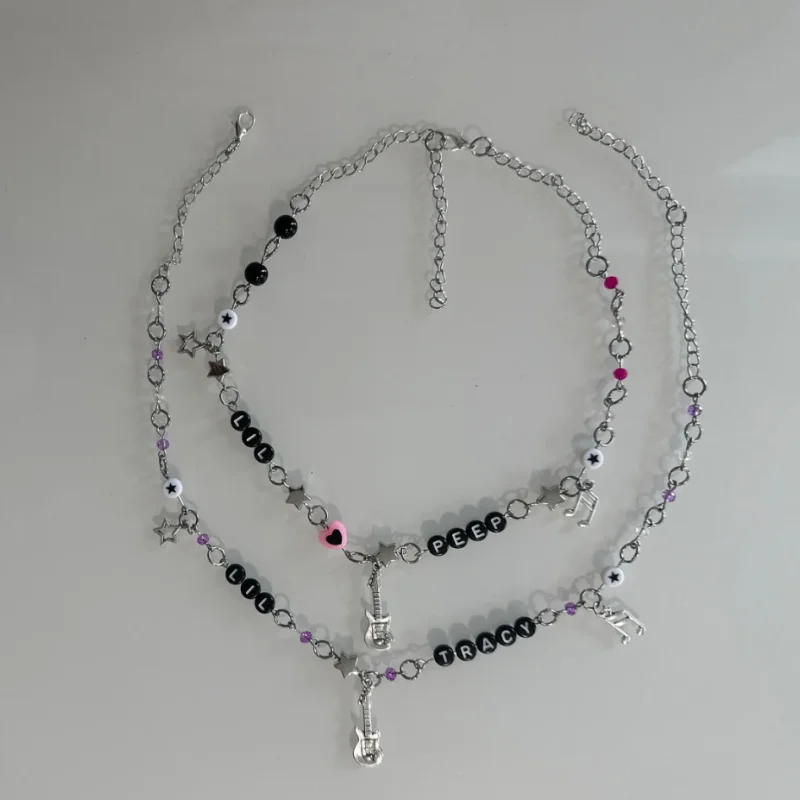 lil Tracy Lil peep beaded necklace Stars & Hearts Bracelet, Grunge, Y2k, Fairy necklace , Coquette, Fairycore, Beaded necklace