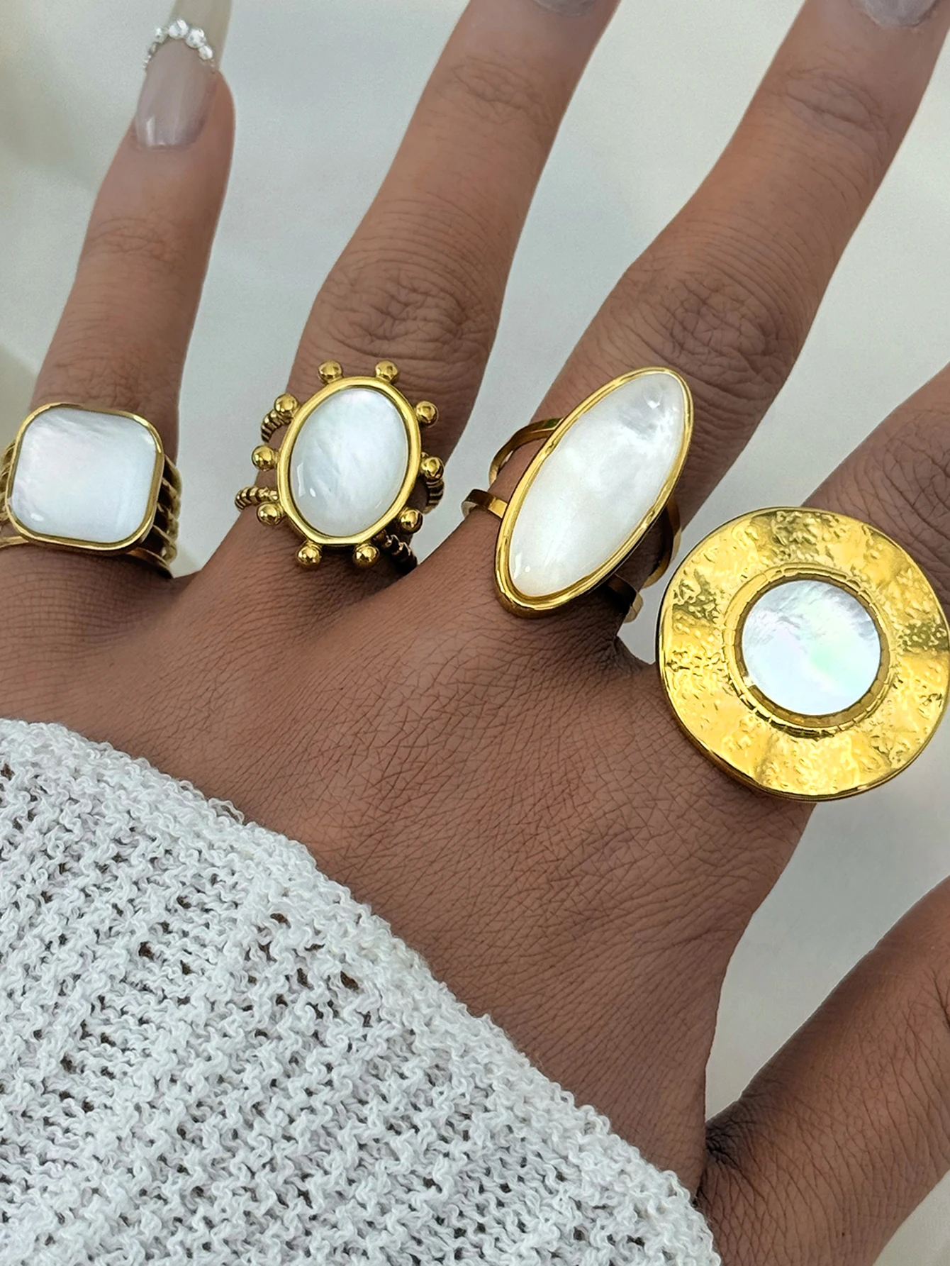 Women's 18K Gold Plated Adjustable Stainless Steel Ring