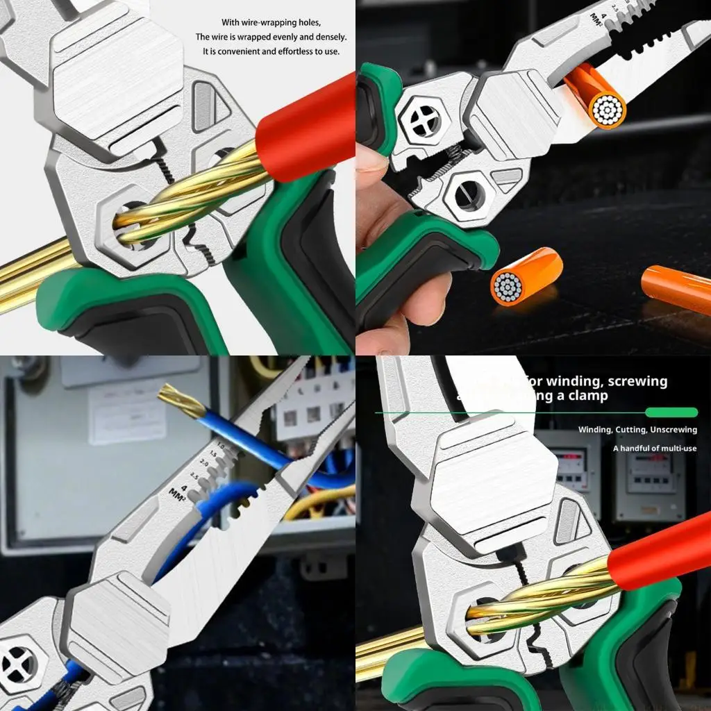 A2BE Comprehensive Electrician Pliers With Wire Stripper Voltages Detectors And Sturdy Cutting Blade Electrical Wire Stripper