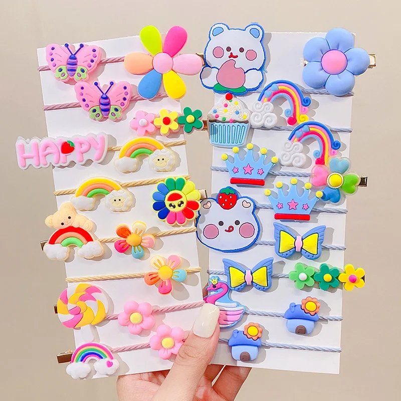 2022 New Cartoon Fruits Flowers Hairpins Hair Bands Set Girls Hair Accessories Children Headbands Scrunchie Kids Ornaments Gift