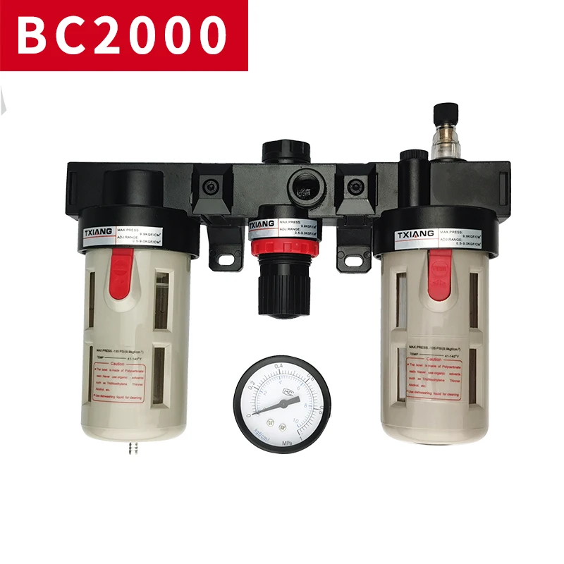 Filtr oczyszczania źródła powietrza BC2000 Separator wody i oleju Zestaw regulatora ciśnienia gwintu 1/4 BSP