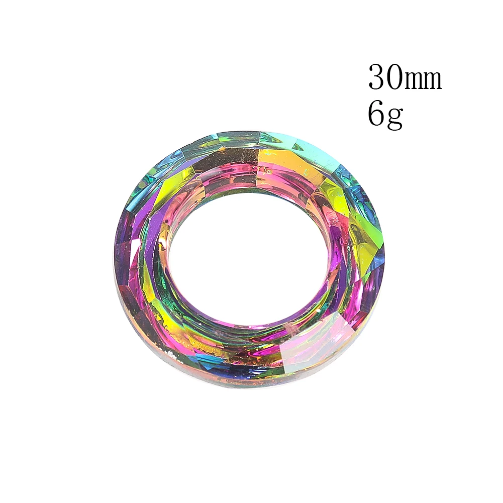 2PCS 30mm Circle Suncatcher Crystal Prisms Refraction Rainbow Iridescent Ring Chandelier Pendants Glass Hanging DIY Wind Chimes