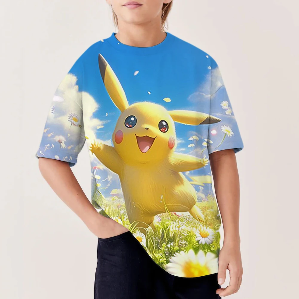 

Japanese anime Pokémon hot-selling children's T-shirts, boys sports short-sleeved, children's birthday gifts
