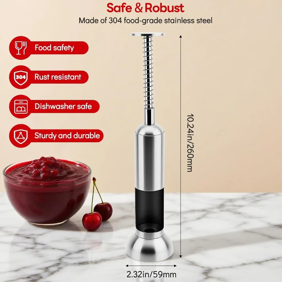 Cherry Pitter Tool SingleHole 304 roestvrijstalen Cherry Pit Remover voor verse en Maraschino Cherries OneHand Press Fruit Pit