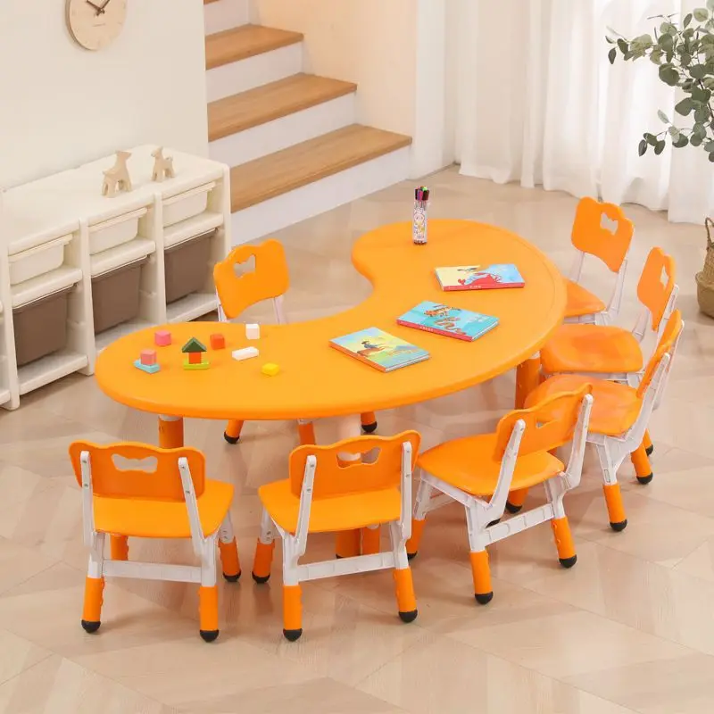 

Children's creative plastic tables and chairs Kindergarten baby toys Learning table Early education Lifting