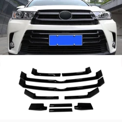 For Toyota Highlander 2018 2019 2020 2021 Car front Body Cover Racing Engine Trim Front Bumper Grid mesh Grill Grille Hoods Part