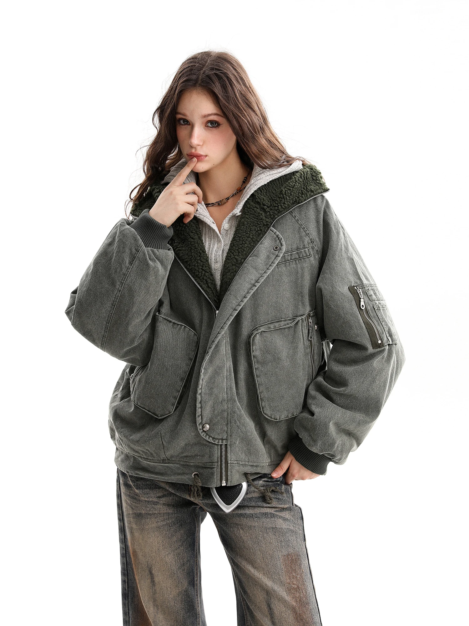 

Винтажная женская куртка из денима и хлопка с бархатной отделкой, утепленная, теплая, модная, для повседневной носки, с длинными рукавами