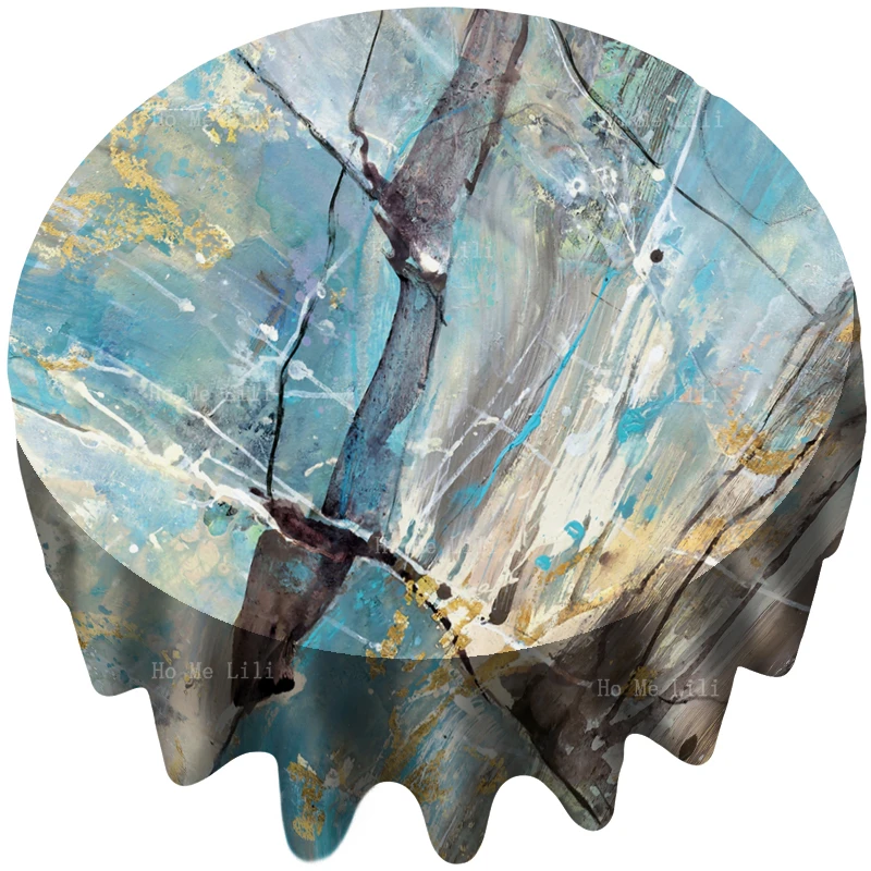 Abstract Lamination Marble Grain Crack Posters Industrial Style Waterproof Round Tablecloth By Ho Me Lili Tabletop Decor