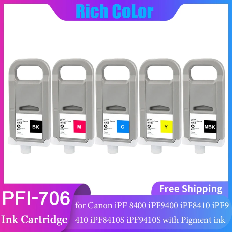 

PFI706 PFI-706 Ink Cartridge 700ml compatible for Canon iPF 8400 iPF9400 iPF8410 iPF9410 iPF8410S iPF9410S with Pigment ink