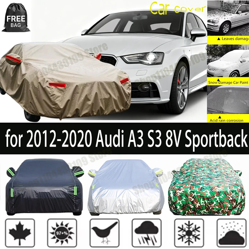 for 2012-2020 2019 Audi A3 S3 8V Sportback Car Cover Waterproof All Weather Outdoor Full Car Sun Protection Cover