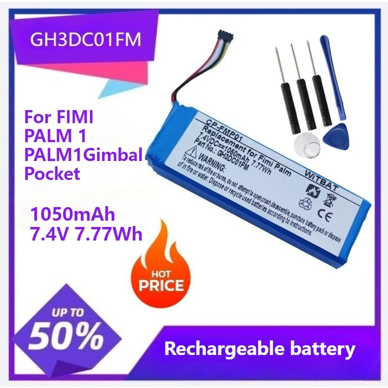

GH3DC01FM Polymer Li-Ion Battery For FIMI PALM 1 PALM1 Gimbal Pocket Camera 2S1P 112474 552270-2S 1050mAh 7.77Wh 7.4V With tools