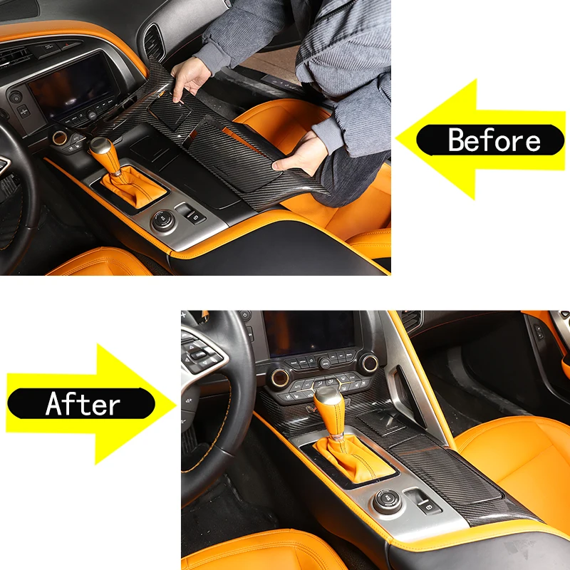 

For 2014-2019 Chevrolet Corvette C7 Car styling central control shift panel frame interior accessories 3Pcs Real carbon fiber