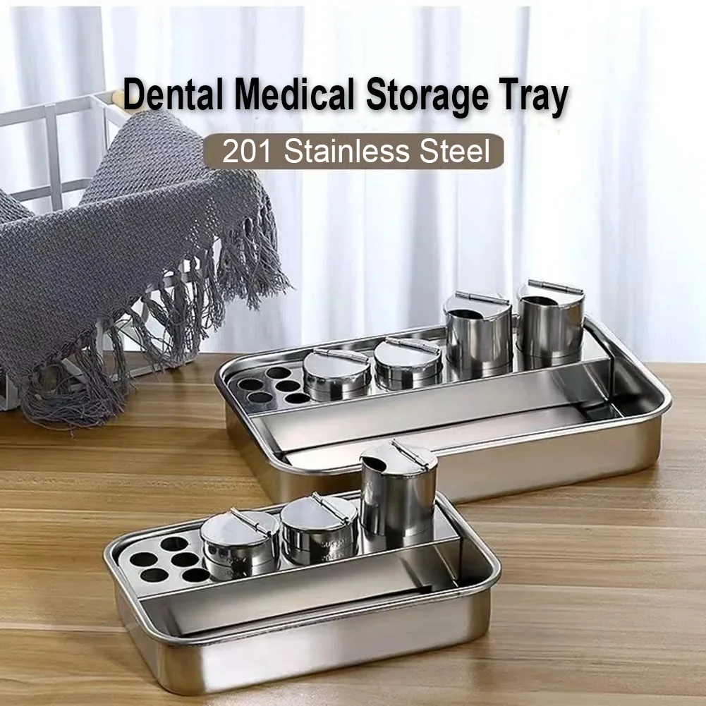 

Durable Dental Instrument Tools Casket Box With Lid Sterilized Medical Surgical Storage Tray With Divided Bottles Tray Container