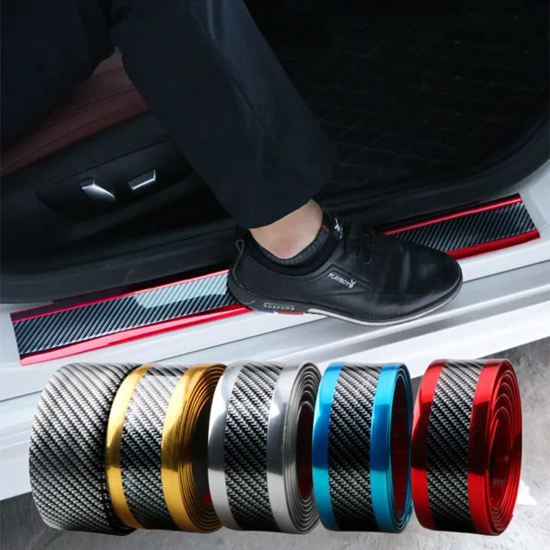 

Car Stickers Anti Scratch Door Sill Protector Rubber Strip Carbon Fiber Car Threshold Protection Bumper Film Sticker Car Styling